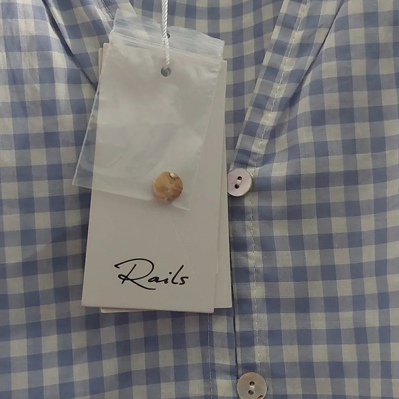 NEW Rails Mariah Carolina Blue Gingham Button Up Top Blouse 1X New Preppy - Picture 6 of 9